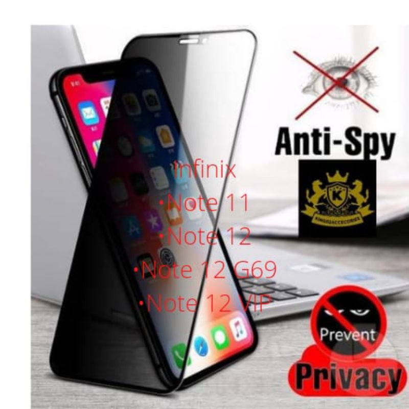 Tempered Glass Anti Spy Infinix Note 12 5G Infinix Note 11 Infinix Note 12 G96 Infinix Note 12 VIP Tg Anti Spy Full Layar