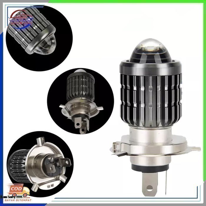 Lampu Led Depan Utama Lensa H4 Hi/Low Variasi Mobil Truk 12-24 Volt