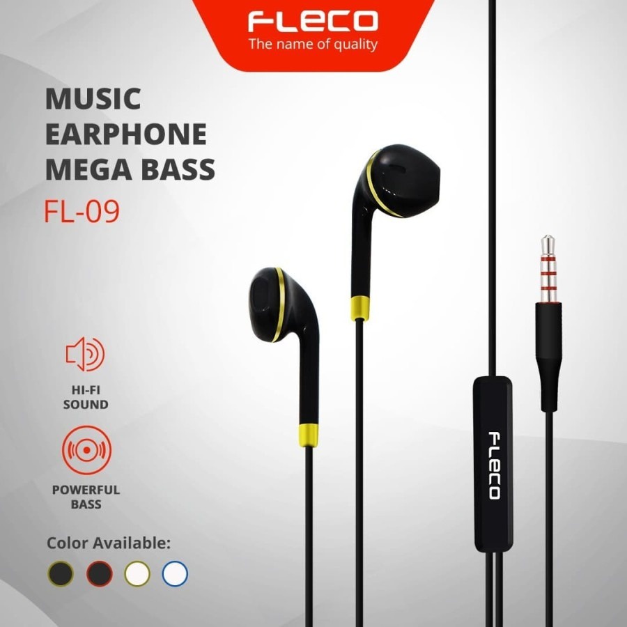 Headset Handsfree FLECO FL-09  Earphone Super Bass sound With mic 100% ORIGINAL