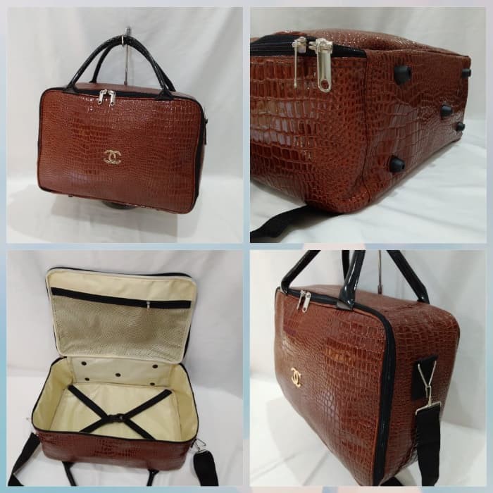 TT1104 tas travel bag koper fashion ekslusif channel motif kulit buaya croco