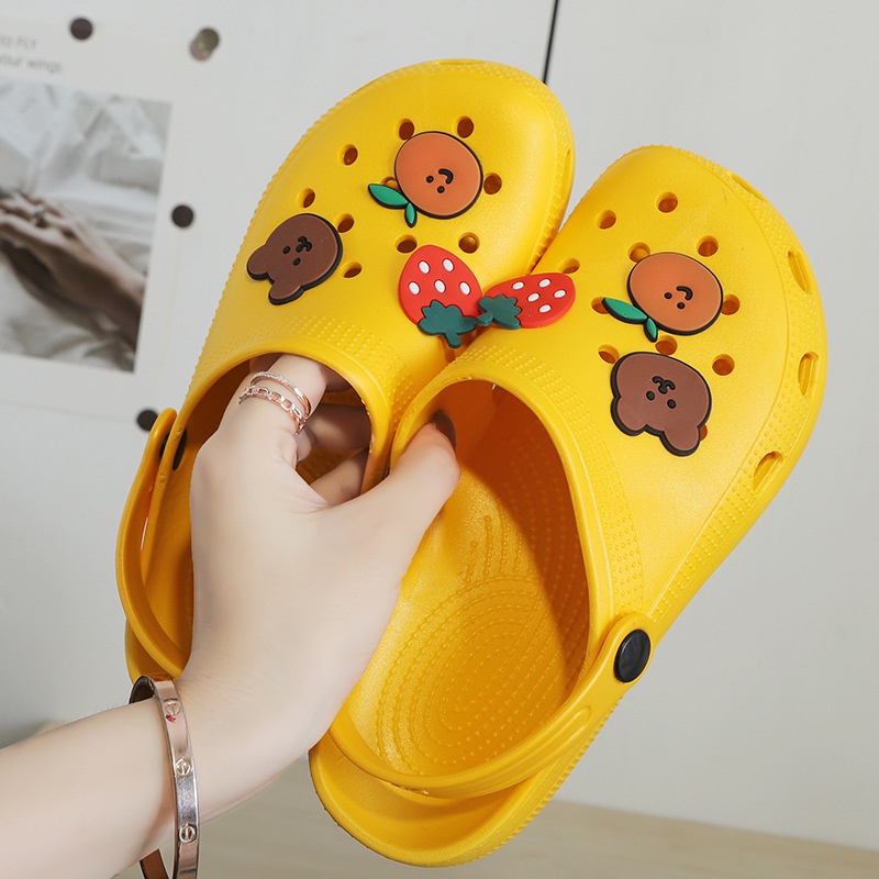 Gobra ♕ SA008 Sandal Jelly fuji Wanita Import Wedges Baim crocs Platform Sandal Baim Karakter Bahan EVA Slop Free Stiker Boneka