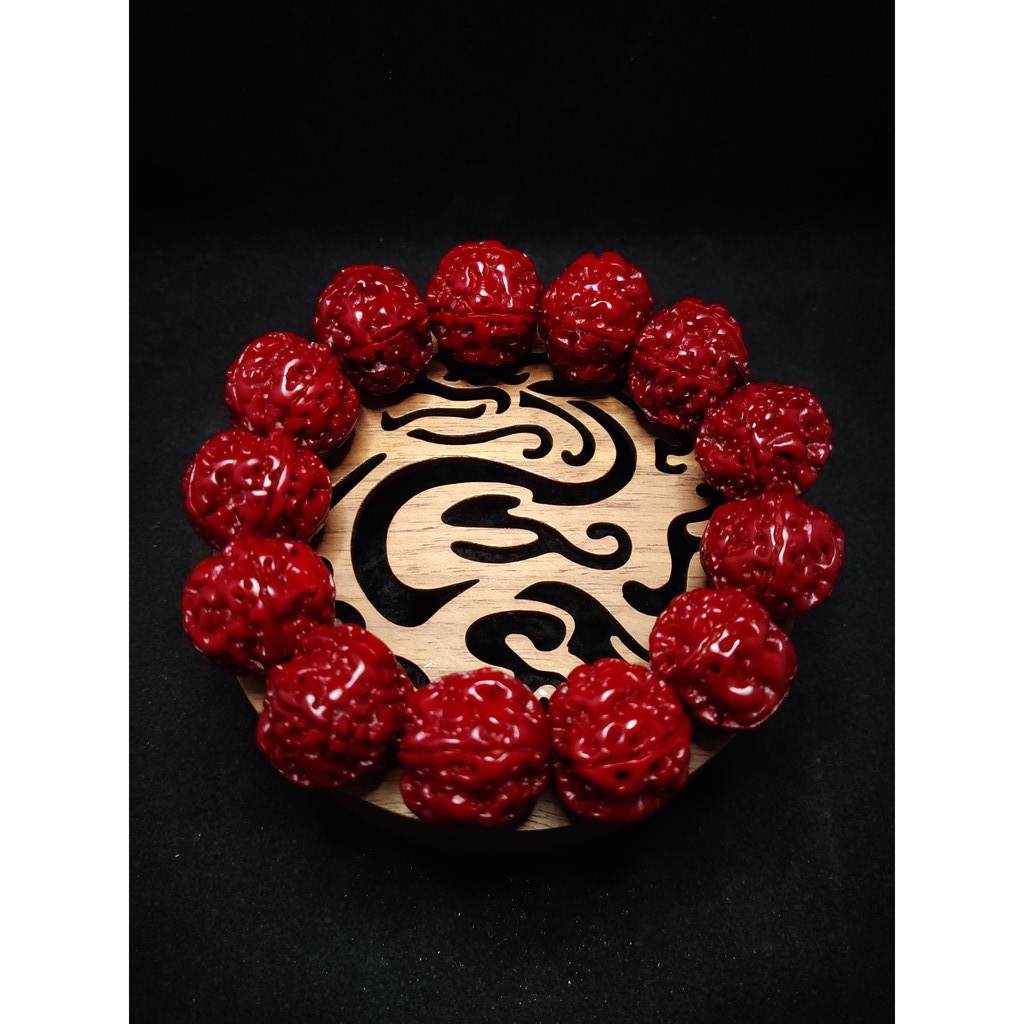 Gelang Diamond Bodhi Rudraksha 5 Mukhi Polished Nepal Tua 18mm P129