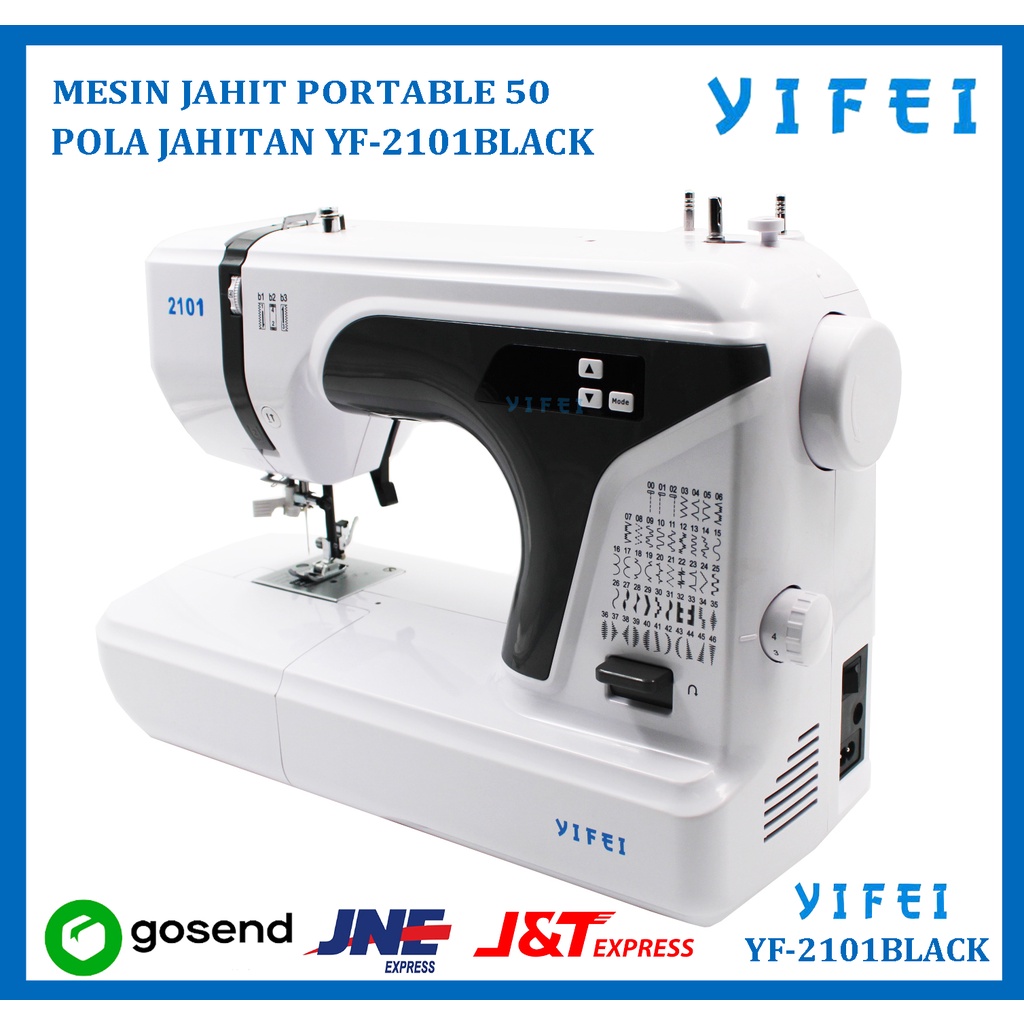 MESIN JAHIT PORTABLE 50 POLA JAHITAN YIFEI YF-2101BLACK WARNA HITAM