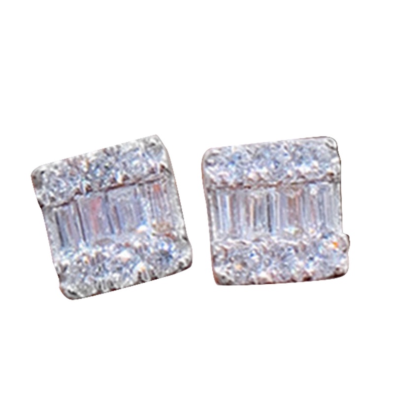 Anting Stud Cubic Zirconia Bentuk Kunci Geometris Untuk Wanita