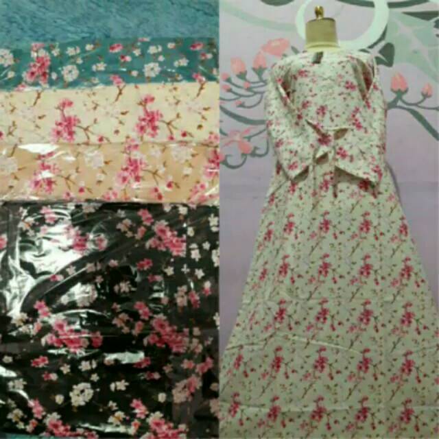 Gamis katun jepang motif bunga