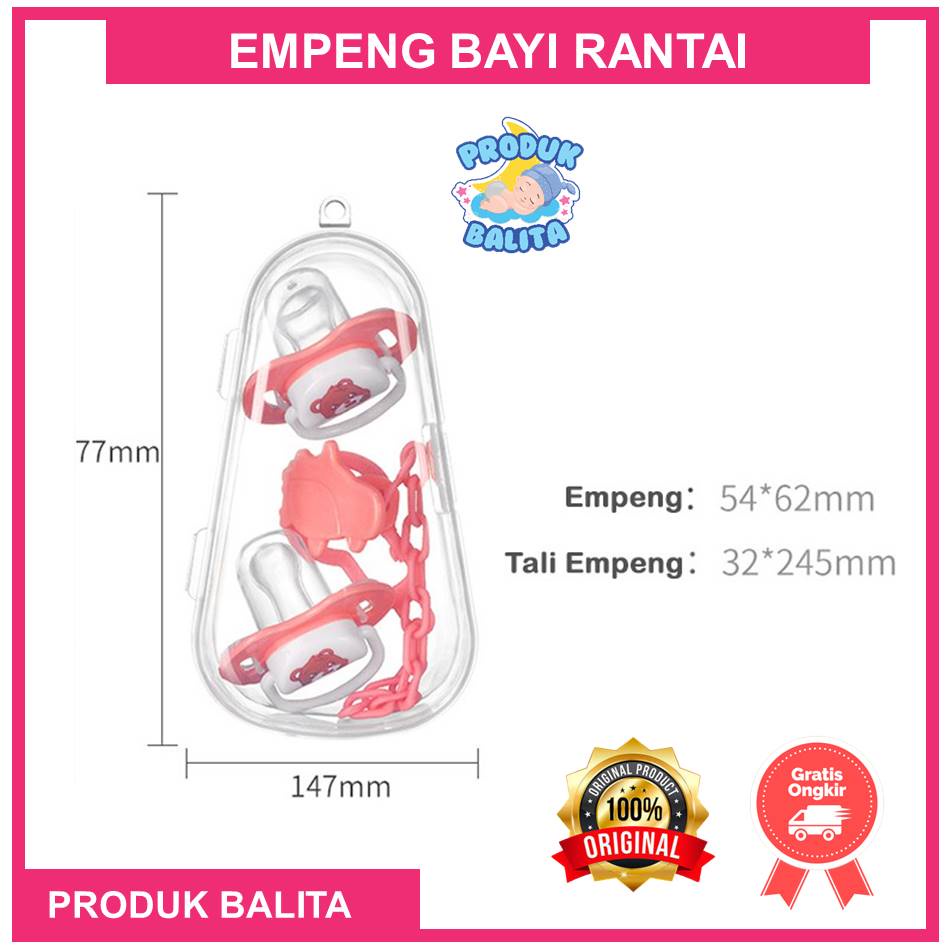 Empeng Bayi Rantai Klip Pacifier Dot Silicone bayi Set Box Dot Tali Baby Terlaris