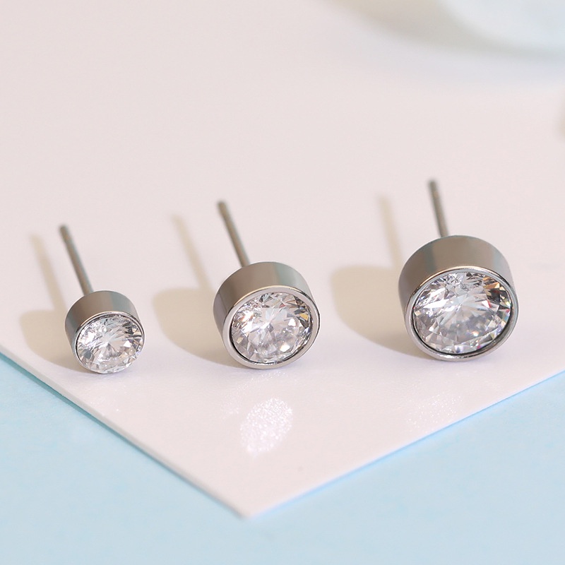 Anting Magnet Tanpa Tindik Bentuk Bulat Bahan Zircon Gaya Korea Untuk Pria