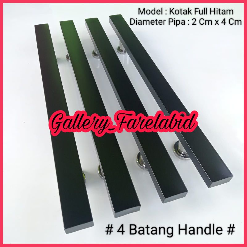 4 Batang Handle Pintu Rumah Stainless Steel Kotak Hitam 60 Cm Gagang Pintu Rumah Modern 45 Cm Pegangan Pintu Kupu Tarung Besar Mewah Tarikan Pintu Rumah Utama Minimalis