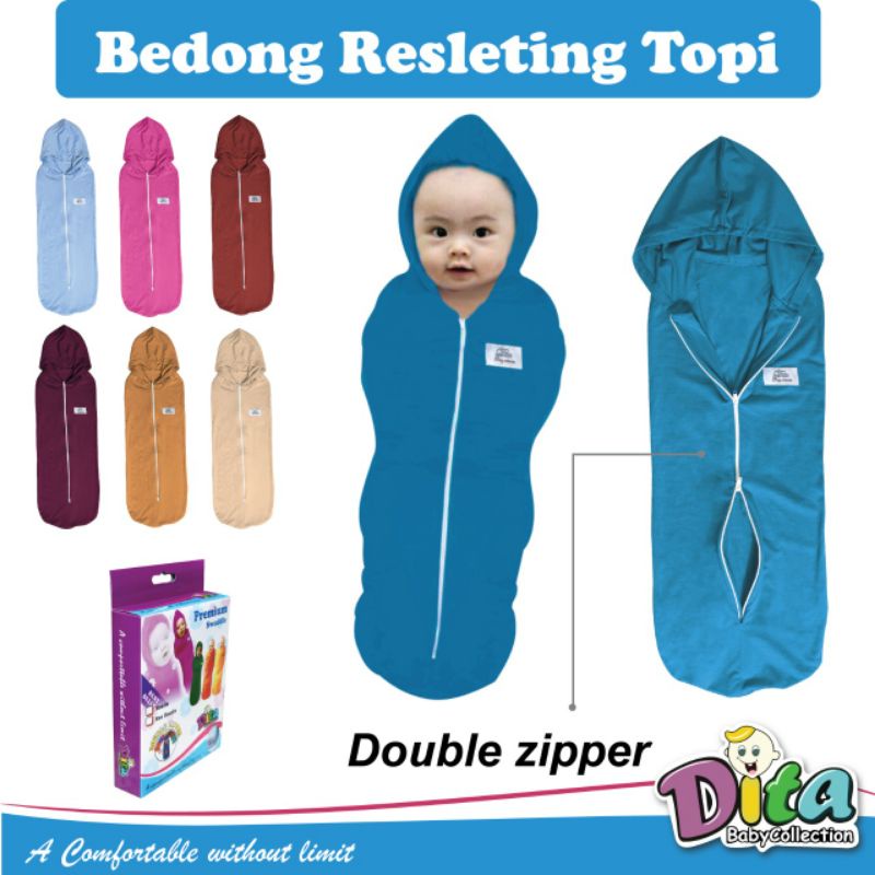 SNI PREMIUM Bedong instan Resleting Topi dita MOONS CARE Bedong topi dita bedong swaddle Instant lampin