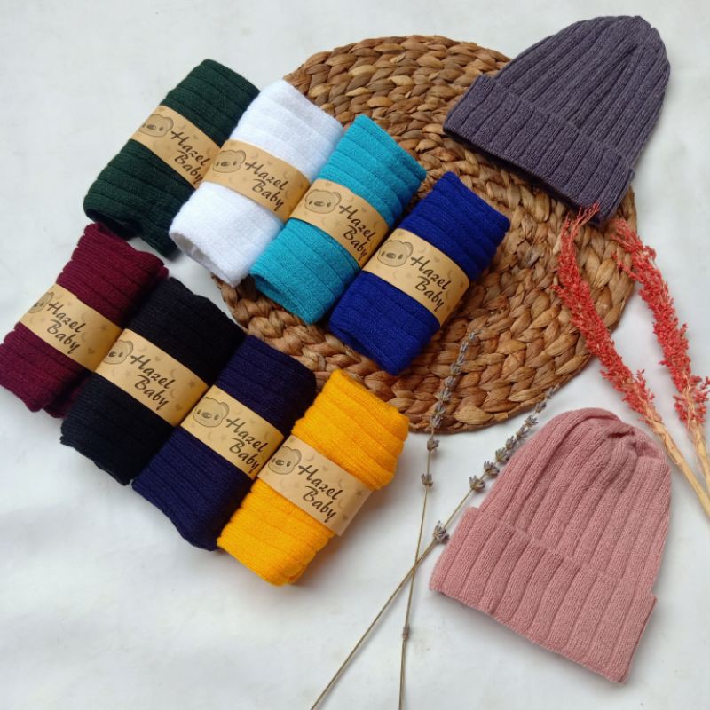 1 Pcs Hazel Topi Kupluk Rajut Polos Best Quality / Beany Hat Baby Best Quality