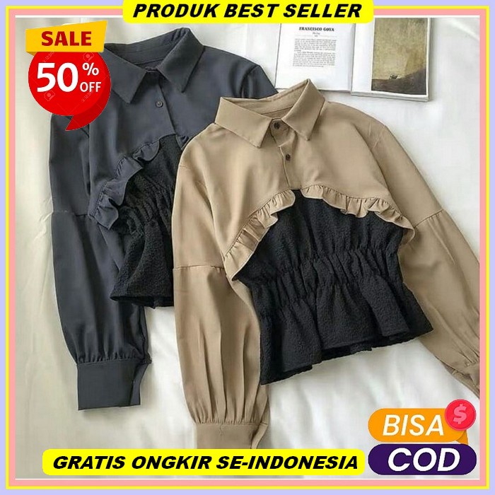 Rx Fashion - Cana Blouse /Premium Airflow Crincle Xl/Anona Crinkle Airflow Blouse Wanita Busui Full 