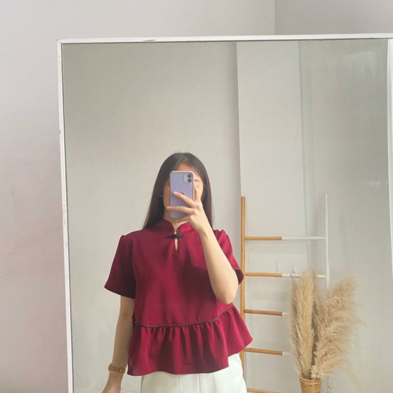 ATASAN WANITA CNY IMLEK JIBAO MERAH MAROON