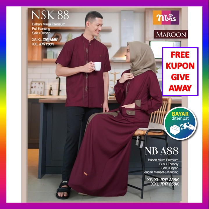 Nibras Couple Baju Koko Gamis Kapelan Suami Istri Ayah Ibu Bunda Kekinian Copel Terbaru 2021 Promo