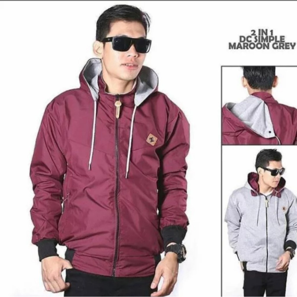 JAKET BOLAK BALIK 2IN1 OUTWEAR PRIA/WANITA L-XXL MAROON