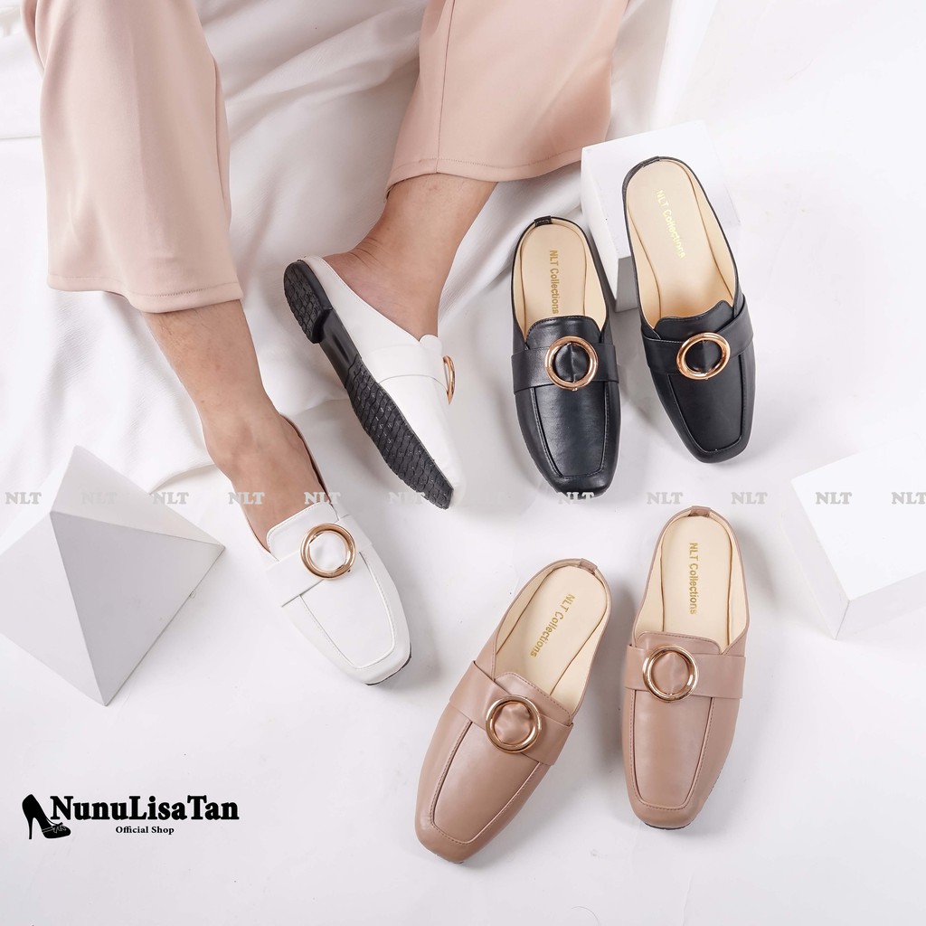 NunuLisaTan Mules - Termurah Terkini Flat Shoes Mules Korea BULAT