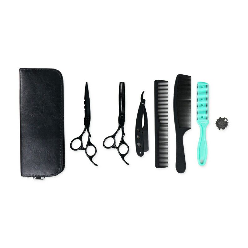 Gunting Rambut Profesional Barbershop 6 Inch 2 Pcs With Razor Comb + Hair Knif 440c