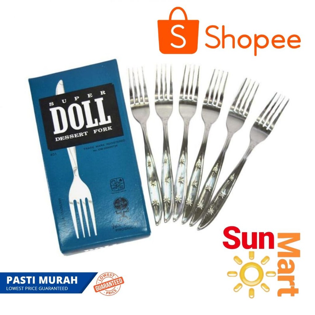 Garpu Doll makan Bahan stainless steel anti karat isi 6 pcs