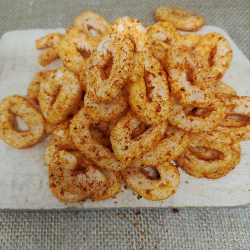Bonitoop_ Kerupuk Setan Ring Pedas 500Gr Aneka Cemilan Krupuk Snack Chiki Kiloan Jajan Jajanan Jadul