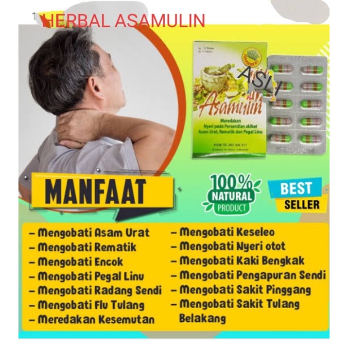 

ASAMULIN original herbal asam urat linu linu 30 kapsul