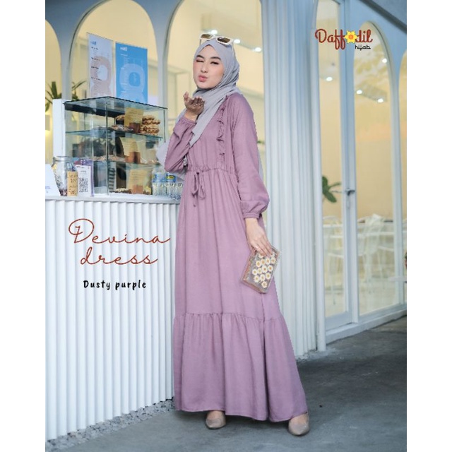 GAMIS SERUT POLOS BAHAN RAYON MORENA ADEM EMPUK LEMBUT - DEVINA DRESS-4
