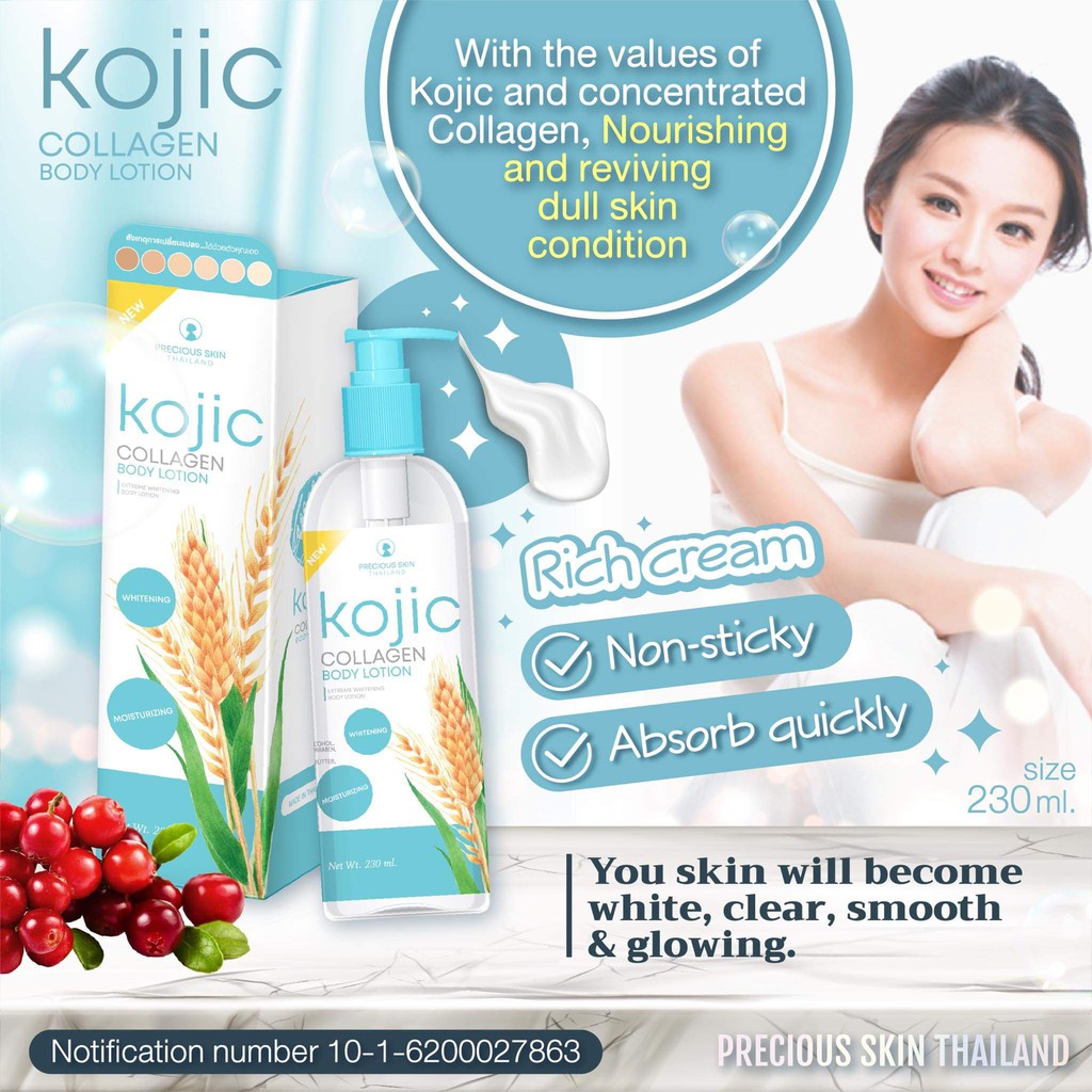 Precious Skin Kojic Collagen Extreme Whitening Lotion Pagi Malam Handbody Body Lotion 230ml Indonesia