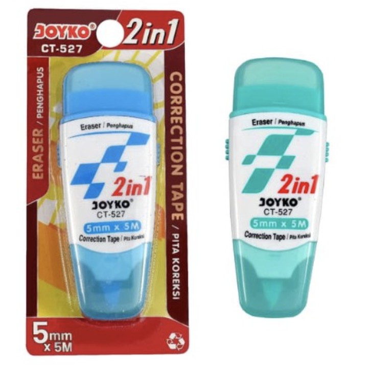 

CORRECTION TAPE JOYKO + PENGHAPUS 2 IN 1 CT 527 PITA KOREKSI 5mx5mm ERASER GROSIR MURAH ECER LUSIN