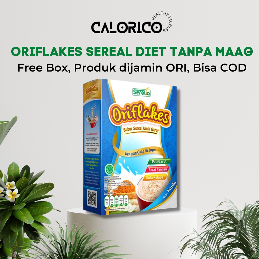 

ORIFLAKES SLIMY 350gr - Sereal Diet Umbi Garut Asam Lambung - Suplemen Makanan GERD dan Maag Puasa - Makanan Pengganti Nasi Low Calorie
