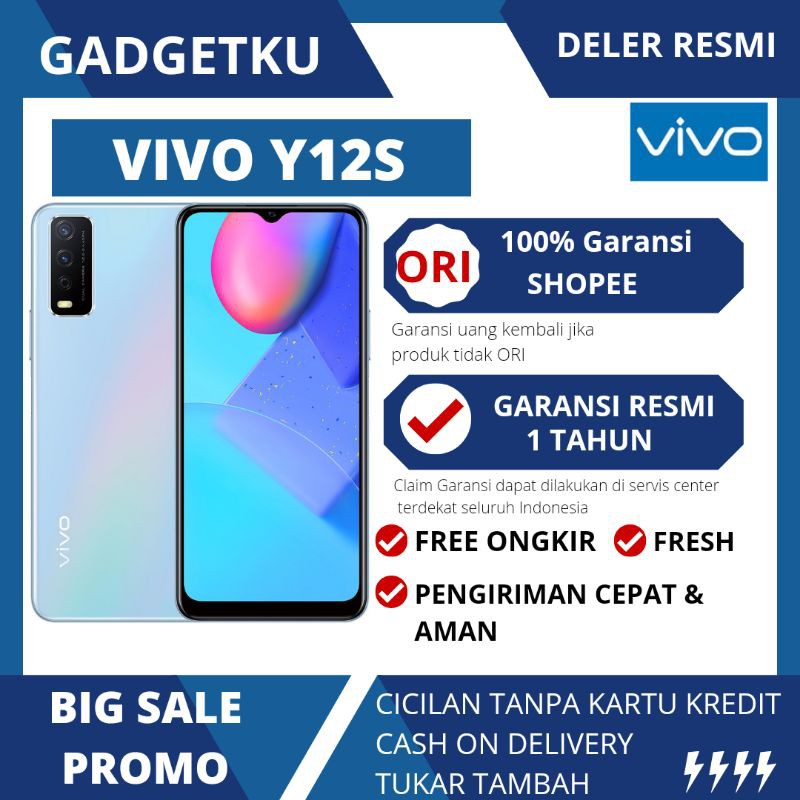VIVO Y12S RAM 3/32 GARANSI RESMI VIVO HARGA TERMURAH DAN BONUS SUPER LENGKAP BARU