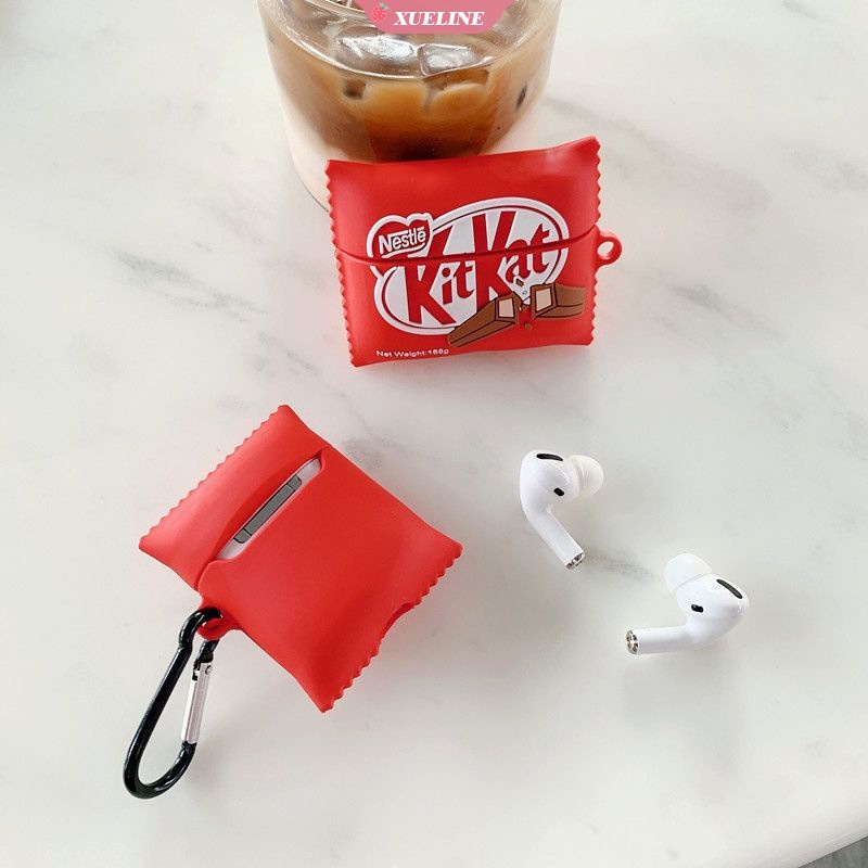 Casing Soft Case Silikon Akrilik Motif Kitkat Untuk AirPods 1 / 2 pro