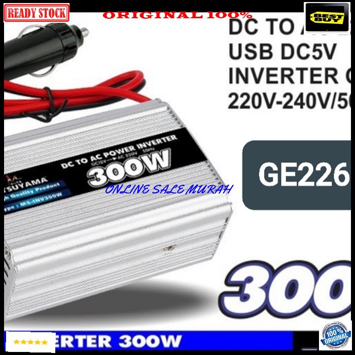 G226 12v DC to AC 300 Watt wat usb 5v aki accu mobil car listrik cas casan volt setrum asli ori charge socket universal hemat indikator stabilizer voltage lighter original G226   16cm x 8 cm x 3 cm dimensi packing  BISA SEGALA KENDARAAN  Bisa buat cas han