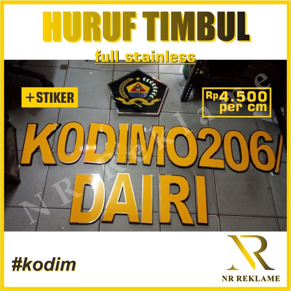 Huruf Timbul Stainless + Stiker