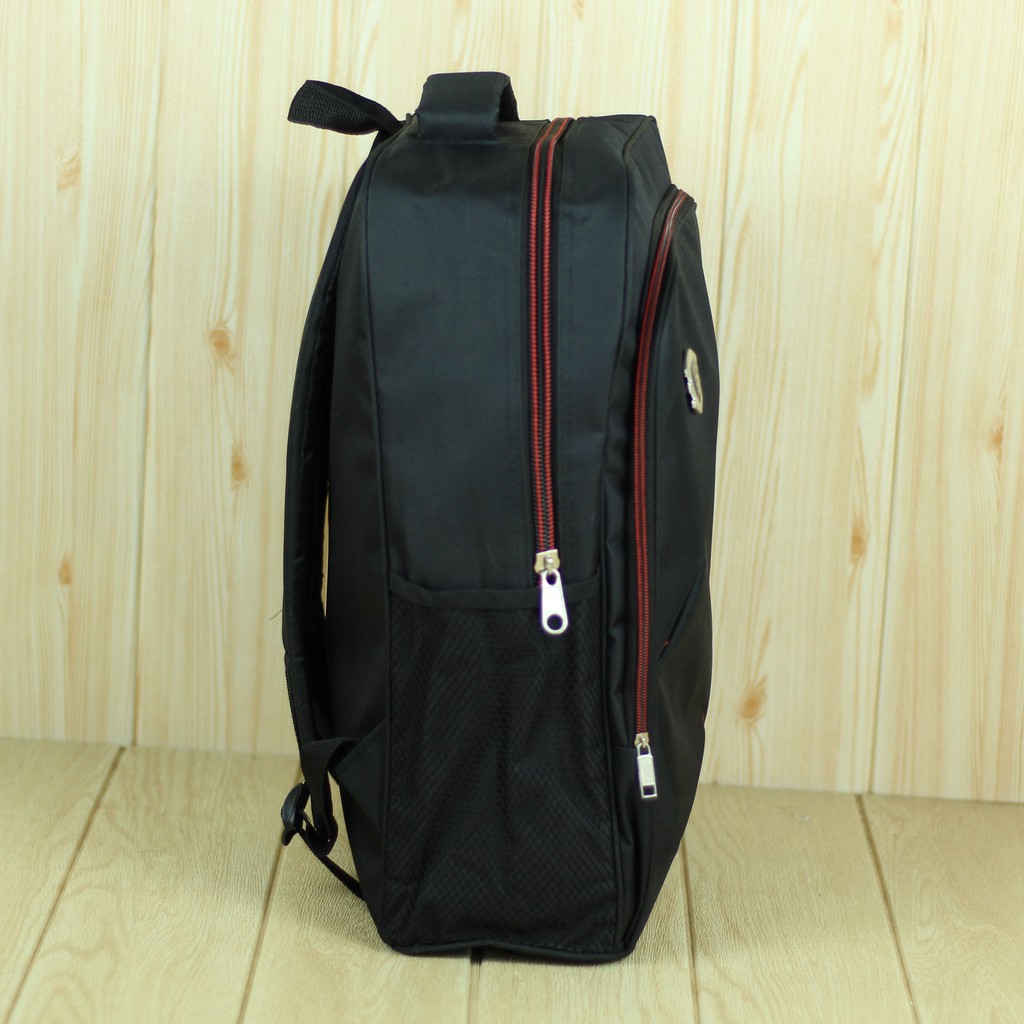 Tas Ransel Elite Polo Garis Miring Hitam Back Pack Pria Berkualitas Bahan Tebal Kuat Awet Keren Kece