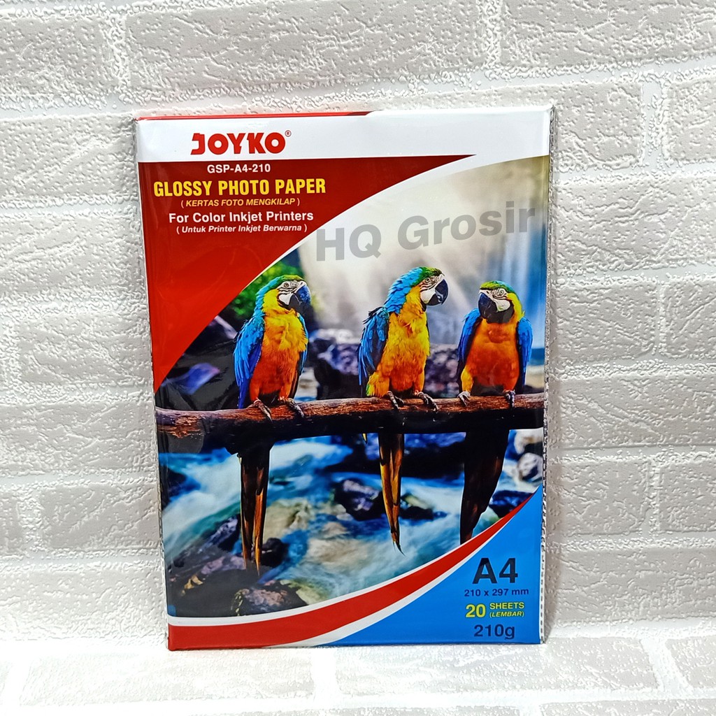 

Kertas Foto/Glossy Photo Paper JOYKO A4 210gsm - 1Pack (isi 20lembar)
