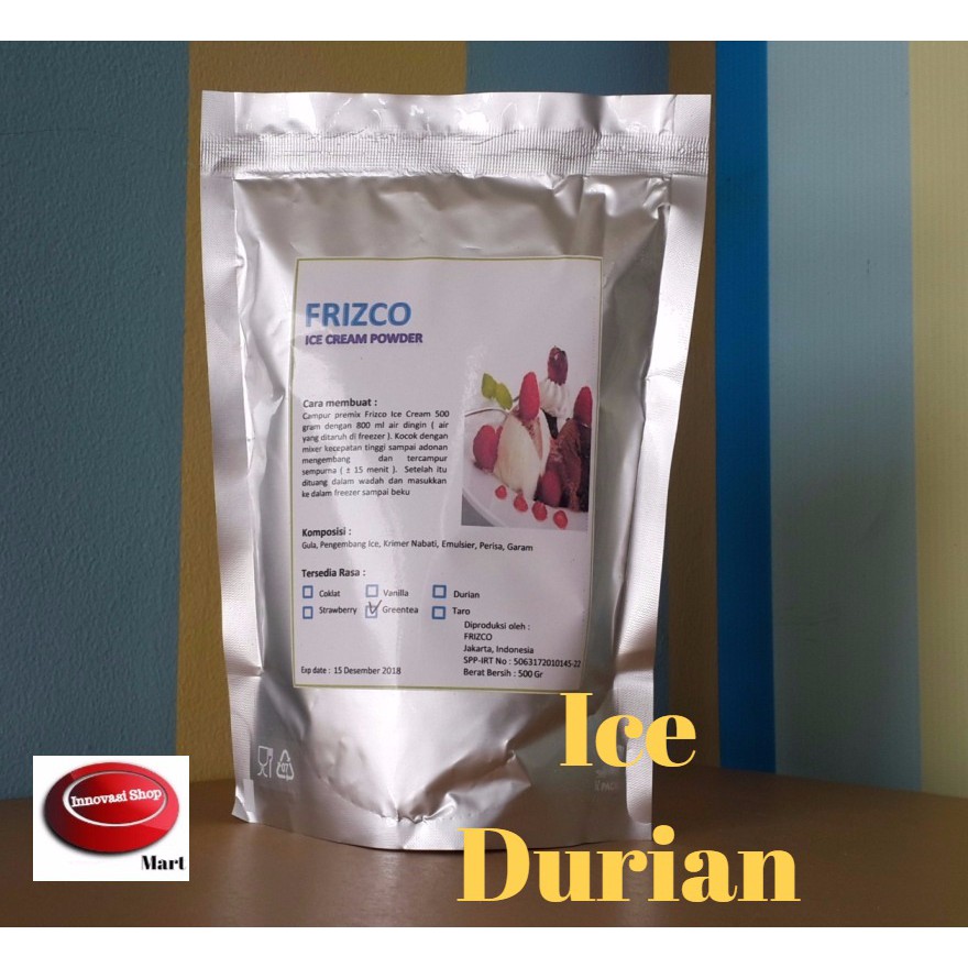 

DURIAN Ice Cream Frizco Instant Powder 500Gr Frisco premix serbuk tepung Bubuk Es Krim instan hard serve mixer 1ce cream DUREN grosir distributor