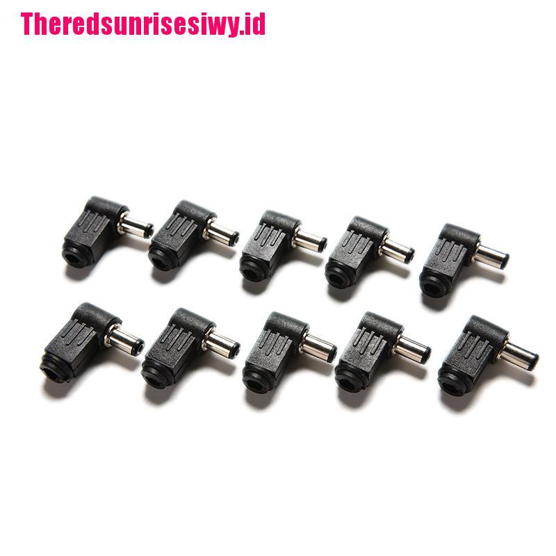 【Theredsunrisesiwy.id】10pcs Right Angle 2.1x5.5mm 2.1mm DC Power Male Plug Soldering Connector Black