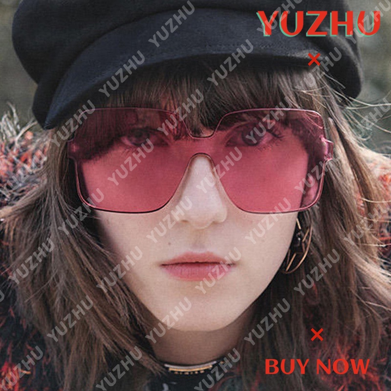 (YUZHU) Bayar Di Tempat Korean Fashion Candy Color Oversized Square Kacamata Hitam Wanita/Pria Sunglasses