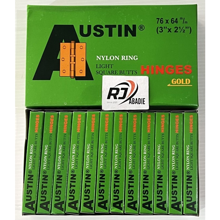 [12SET] Engsel Pintu Jendela Nylon Nilon Kuning Gold Plated AUSTIN 3&quot;