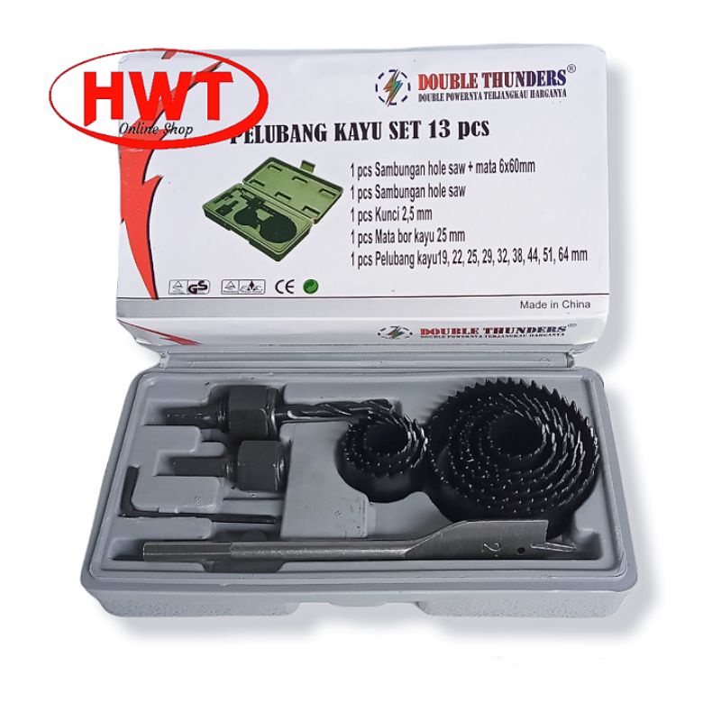 Hole Saw Kit 13 pcs ~ Hole Saw Set Mata Bor Kayu