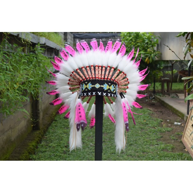 TOPI INDIAN - INDIAN HEADDRESS SMALL ANGSA MONTE KPINKY TUTUL PUTIH
