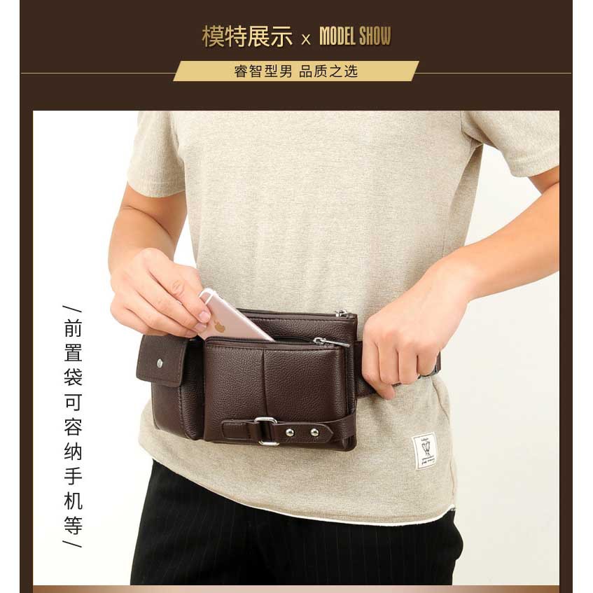 Rhodey Tas Pinggang Pria Waistbag Bahan Kulit - Brown