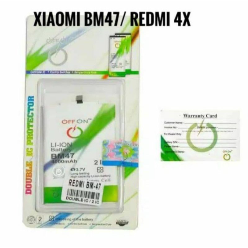 Baterai Batre Double Power OFFON Xiaomi BM47 BM 47 For Redmi 4X Battery Original