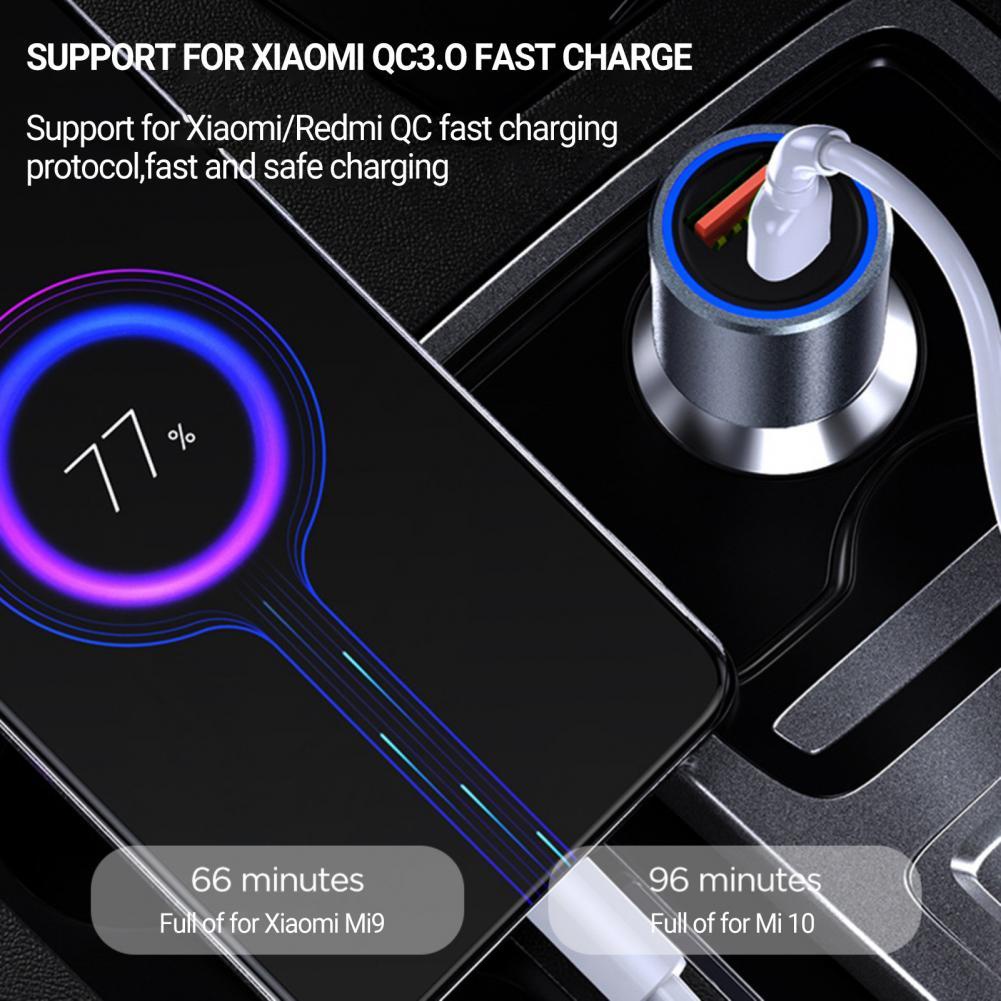 Aluminium Car Fast Charger Type C 42.5W PD 20W Power Delivery QC 3.0