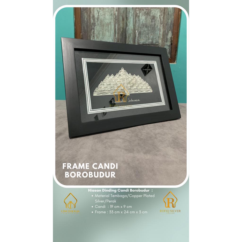 Hiasan Dinding / Meja Perak Silver Candi Borobudur Jogja