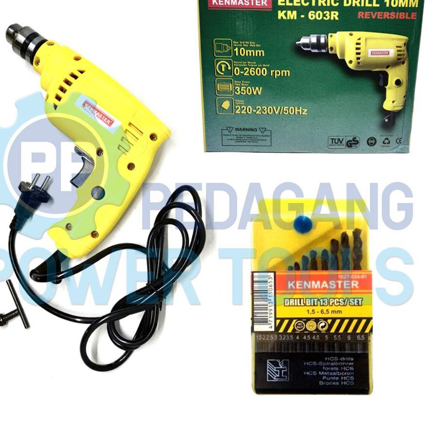 Paling Diminati! MESIN BOR LISTRIK 10 MM KENMASTER & MATA BOR BESI SET KENMASTER 13 PCS