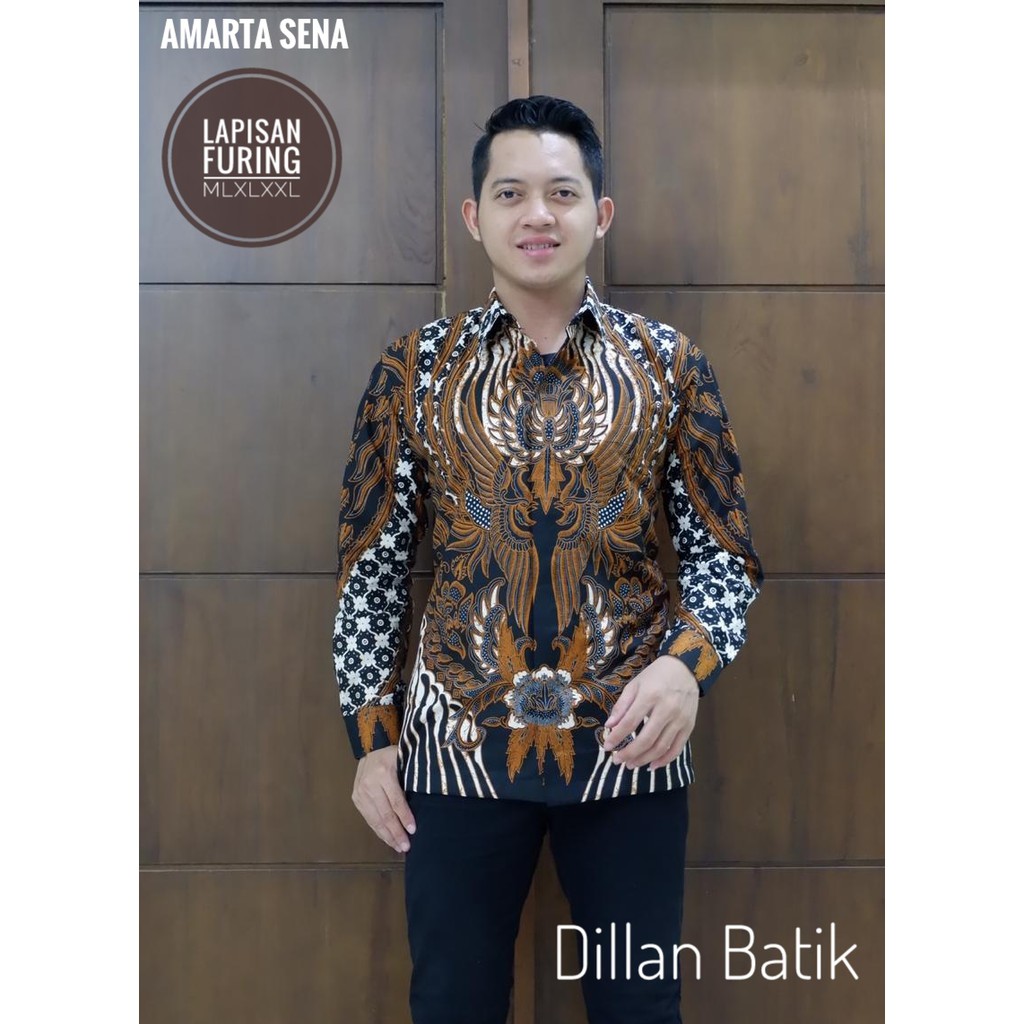 AMARTA SENA DILLAN KEMEJA BAJU BATIK PRIA SOLO LENGAN PANJANG PENDEK LAPIS FURING ATASAN BATIK PREMIUM MODERN KATUN HALUS ARJUNA BARATAYUDA BASUDEWA BOKOR GRANITAN BUNGA SLARAK CAKRA SENA PARANG KUSUMA ELANG GOLD GARUDA PANCASILA GODONG SIMBARAN GURDO