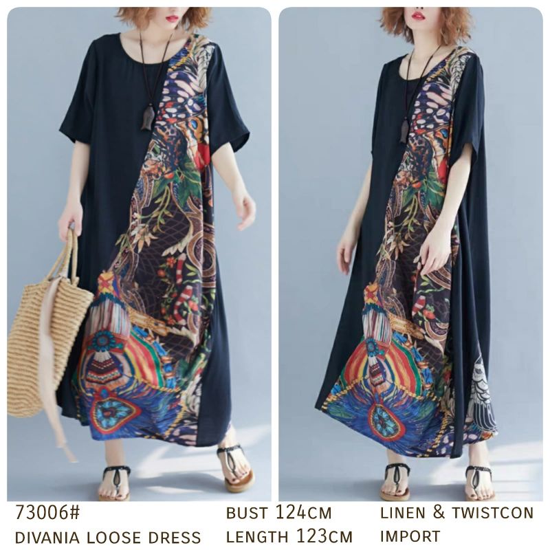 MDLV ~ 73006 Divania Loose Dress Oversize Dress Maxi Long Dress Fashion Import