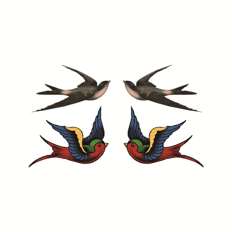 Stiker Tato Sementara Gambar Burung Walet Terbang Anti Air Ukuran