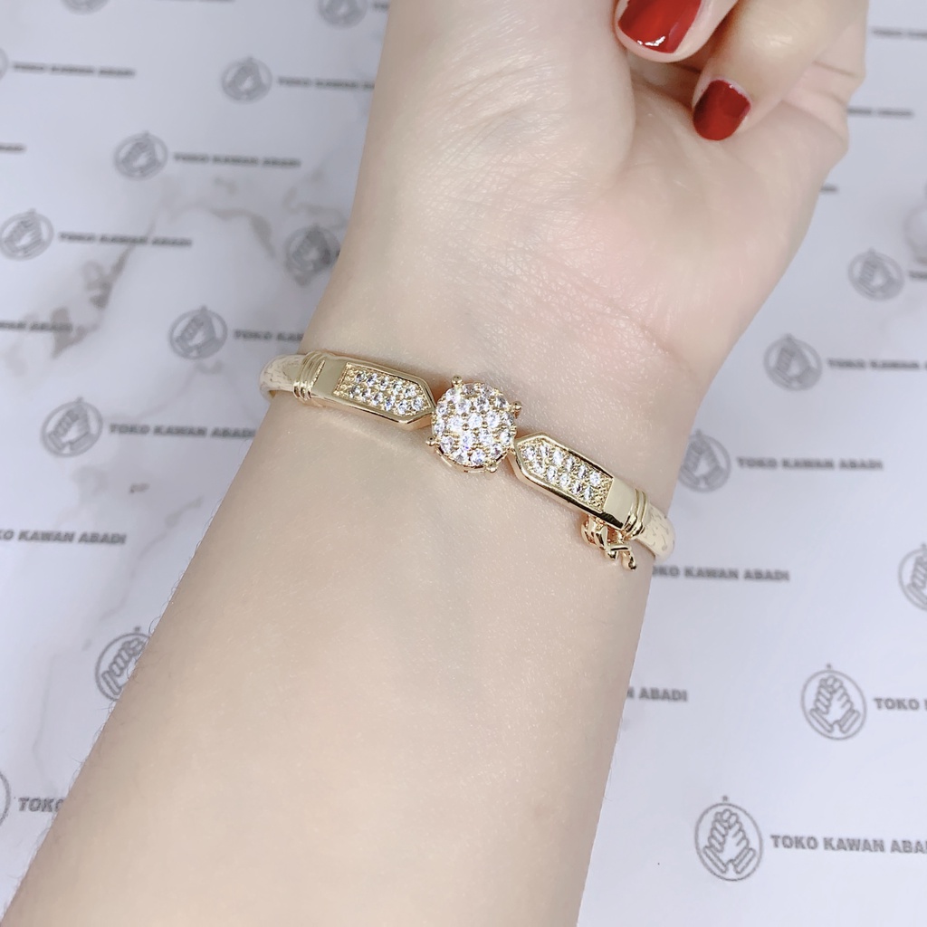 Xuping Gold Gelang Tangan Wanita Dewasa Model Bangkok Permata Anti Karat *66