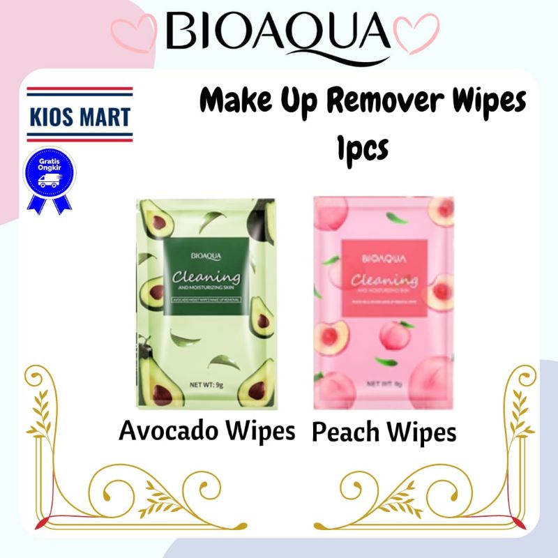 Bioaqua Peach Delicate Skin Makeup Removal Wipes &amp; Avocado Moist Wipes Makeup Removal 9g