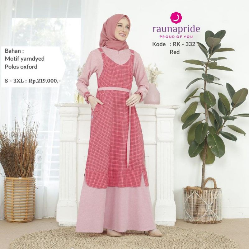 COD GAMIS RAUNA  RK 332 MERAH/ GAMIS RAUNA ORI/ GAMIS BUSUI FRIENDLY/ GAMIS REMAJA/ KATALOG RAUNA/ G